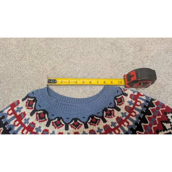 Chaps Sweater Women's Large Fair Isle Red White Blue Heritage Patriotic Cotton - Picture 13 of 14